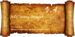 Vékony Ahmed névjegykártya
